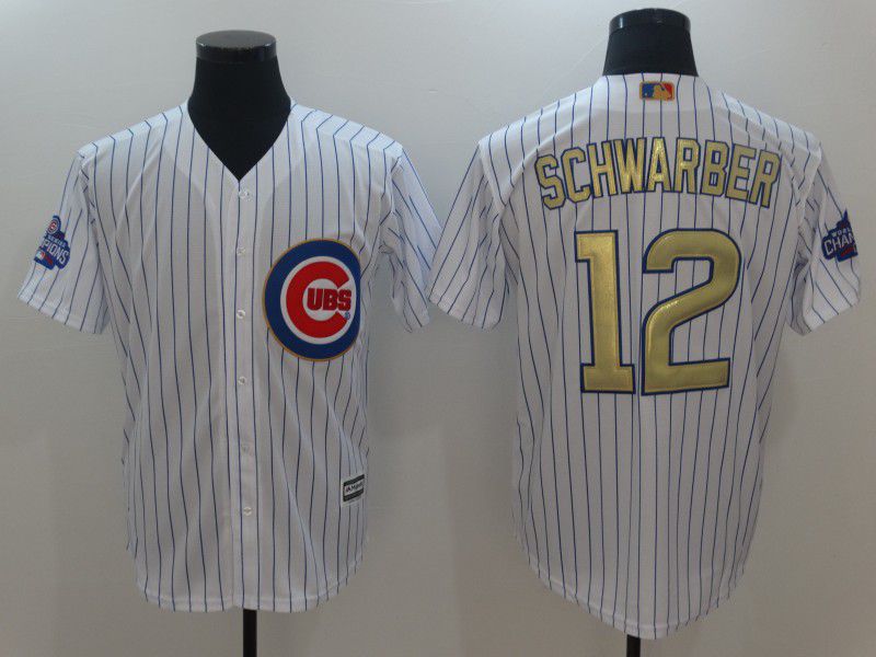 Men Chicago Cubs #12 Schwarber White Game 2021 MLB Jerseys